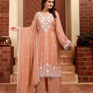 women's heavy embroidery and hand work chiffon silk readymade sharara suit |wedding suit|palazzo suit