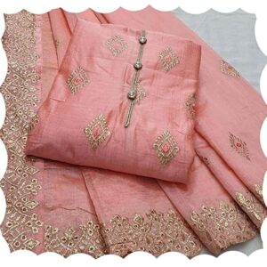 Y2Y Women's Cotton Embroidery Codding Work Unstitched Salwar Suit Dress Material With Heavy Dyable Sequence Work Dupatta (Free Size_Multi Color)